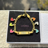 Colorful Hearts Name Bracelet