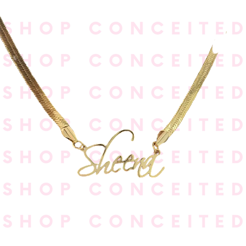 Script Herringbone Necklace